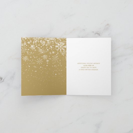 3枚の写真を使ったゴールドスクリプトのクリスマスカード シーズンカード (内部)