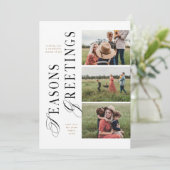 3枚の写真を使ったモダンでミニマルなデザインの季節の挨拶カード 招待状 (スタンド正面)