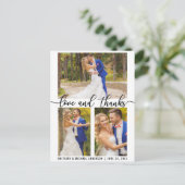 3枚の写真を使ったモダンな結婚式の愛と感謝のスクリプト ポストカード (スタンド正面)