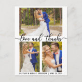 3枚の写真を使ったモダンな結婚式の愛と感謝のスクリプト ポストカード (正面)