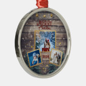 3枚の写真を使った家族祝のクリスマス メタルオーナメント (右)