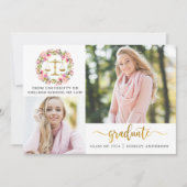 3枚の写真を使った法科大学院卒業式の花の発表 招待状 (正面)