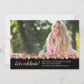 3枚の写真を使った法科大学院卒業式の花の発表 招待状 (裏面)