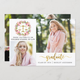 3枚の写真を使った法科大学院卒業式の花の発表 招待状