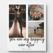 3枚の写真を使った結婚1周年コラージュ名言 フォトプラーク (正面)