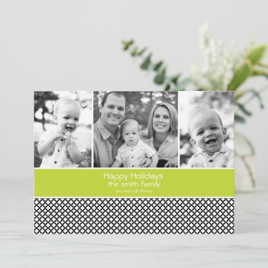 3枚の写真を含むホリデーフォトカード シーズンカード (スタンド正面)