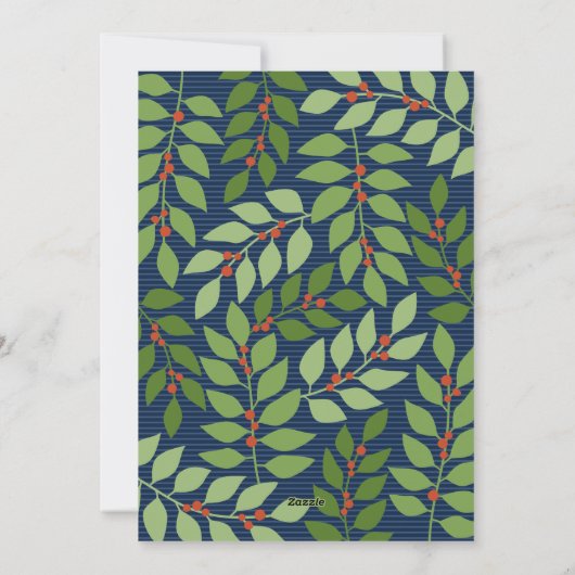 3枚の写真を組み合わせたネイビーボタニカル シーズンズグリーティング シーズンカード (裏面)