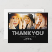 3枚の写真を貼った卒業お礼ポストカード ポストカード (正面/裏面)