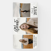 3枚の写真を追加モダンスクリプトの卒業バナー 横断幕 (縦)