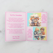 3枚の写真を追加 - ピンクの最高の祖母、詩、2人の子供 カード (内部)