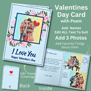 3枚の写真を追加, Blue Valentine Day with Love Poyte カード