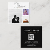 3枚の写真を追加Script Photography QR スクエア名刺 (正面/裏面)