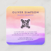 3枚の写真を追加Script Water color Holography QR スクエア名刺 (裏面)