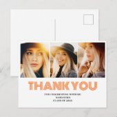 3枚の写真を飾った卒業お礼メッセージ ポストカード (正面/裏面)