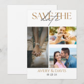 3枚の写真を飾った結婚式の招待状（Save The Date） セーブザデート (正面/裏面)