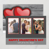 3枚の写真を飾るバレンタインデー シーズンカード (正面/裏面)