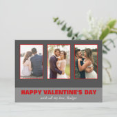 3枚の写真を飾るバレンタインデー シーズンカード (スタンド正面)