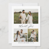 3枚の写真を飾る結婚式のカードスクリプト サンキューカード (正面)