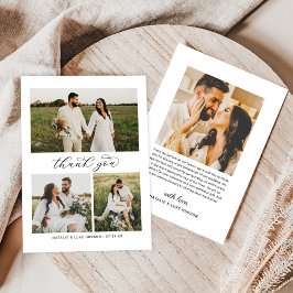 3枚の写真を飾る結婚式のカードスクリプト サンキューカード
