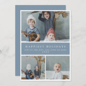 3枚の写真を飾る カスタムカラー・テキスト シーズンカード (正面/裏面)