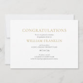 3枚の写真を飾る モダン ゴールド 卒業のお知らせ 案内状 (裏面)