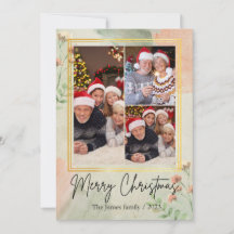 3枚の写真を飾る ヴィンテージグリーン ゴールドのクリスマス