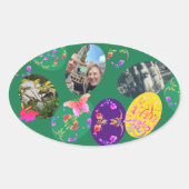 3枚の写真イースターエッグステッカー 楕円形シール (正面)