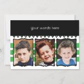 3枚の写真カスタム語(緑の磁気カード) マグネット招待状 (正面)