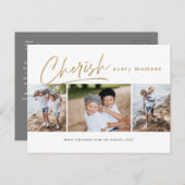 3枚の写真クリスマスカードを大切にする ポストカード (正面/裏面)