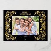 3枚の写真クリスマスグリーン金ゴールド 箔シーズンカード (正面)