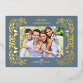 3枚の写真クリスマスグリーン金ゴールド 箔シーズンカード (正面)
