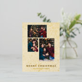 3枚の写真クリスマスコラージメリークリスマスタータンチェック 箔シーズンポストカード (立ち正面)