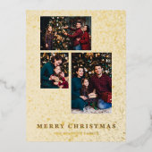 3枚の写真クリスマスコラージメリークリスマスタータンチェック 箔シーズンポストカード (正面)