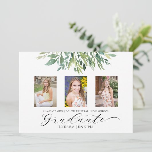 3枚の写真グリーンリー卒業パーティー招待状 招待状 (スタンド正面)