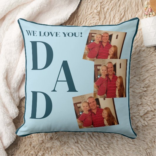 3枚の写真コラージブルーパパ装飾用クッション クッション (ブランケット)