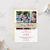 3枚の写真コラージュのクリスマス手書きスクリプト カード (正面/裏面インサイチュ)