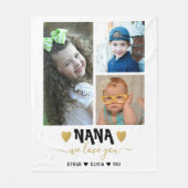 3枚の写真コラージュの孫の名前愛するナナ  フリースブランケット (正面)