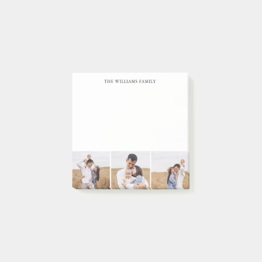 3枚の写真コラージュパーソナライズされた ポストイット (正面)