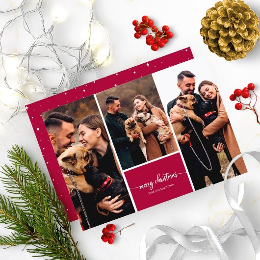 3枚の写真コラージュ おしゃれフォント メリークリスマス 招待状