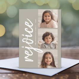 3枚の写真コラージュ ミニマル おめでたい メリークリスマス シーズンカード
