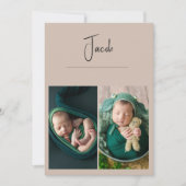 3枚の写真シンプルベビー誕生発表 案内状 (正面)