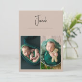 3枚の写真シンプルベビー誕生発表 案内状 (スタンド正面)