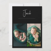 3枚の写真シンプルベビー黒生誕発表 案内状 (正面)