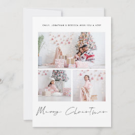 3枚の写真スクリプトファミリーメリークリスマス シーズンカード