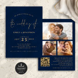 3枚の写真スクリプトQRコードネイビーブルー金ゴールド結婚ズ 招待状<br><div class="desc">ミニマリスト3写真スクリプトQRコード海軍ブルー金ゴールド結婚ズ。デジタルおよび印刷で利用可能。ネイビクラシックーの金ゴールドエレガンスと一緒に文字デザイン。のOf結婚は設定されたスクリプスタイリッシュトにあり、簡単にパーソナライズできる残りの単語である。背面の3つの写真を自分のサイトに置き換え、QRコードを自分のWebサイトに追加し結婚て、ゲストがrsvpにスキャンして他の詳細を参照できるように便利。編集オプションを使用して、文字と背景の色もしを必要な各側で変更することもできます。</div>