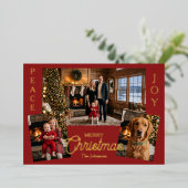 3枚の写真テンプレート | オーダーメイドのクリスマス 箔シーズンカード (立ち正面)