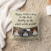 3枚の写真ハッピーファーザーズデイLinen Look クッション (ブランケット)