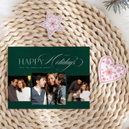 3枚の写真ハッピーホリデーズスクリプトクリスマスカード シーズンカード
