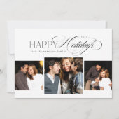 3枚の写真ハッピーホリデーズスクリプトクリスマスカード シーズンカード (正面)