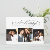 3枚の写真ハッピーホリデーズスクリプトクリスマスカード シーズンカード (スタンド正面)